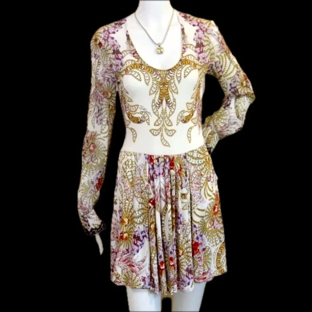 🆕🏷️Just Cavalli Multicoloured Baroque Print Fit & Flare Dress – - Picture 4 of 16